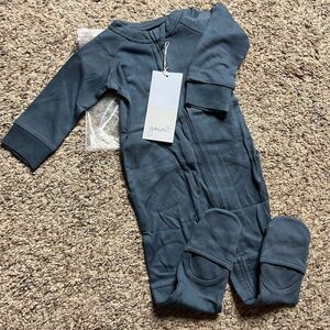 NWT Goumi Kids Midnight Footie SZ 18-24 mo Zipper Jumpsuit Blue Bamboo Zippy